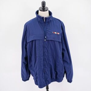 Catalina XL Blue Windbreaker Jacket Full Zip Nylon Mock Neck Mesh‎ Lined